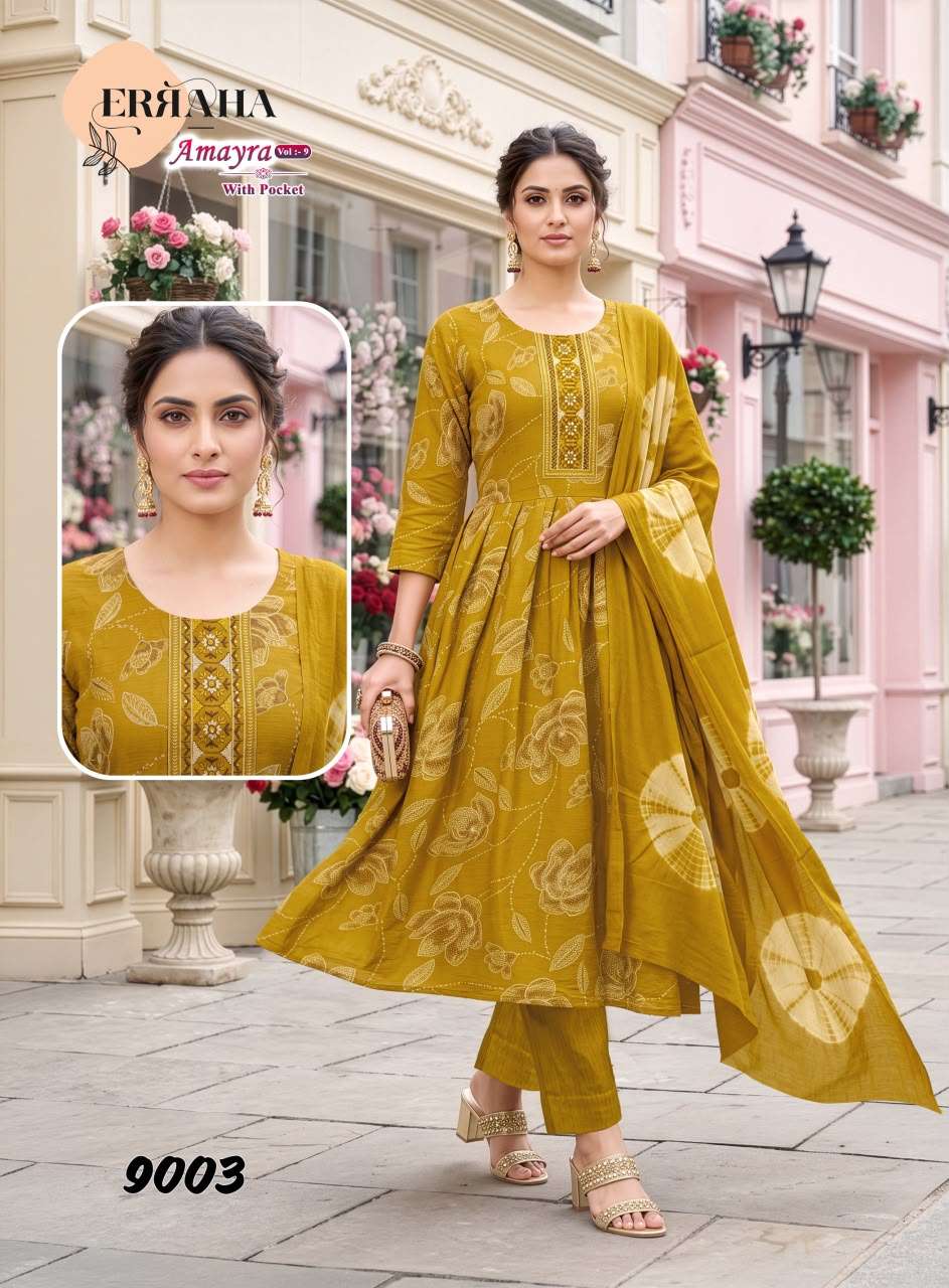 ERRAHA AMAYRA VOL 9 FOIL PRINT UMBRELLA CUT CATALOGUE ANARKALI SUIT PARTYWEAR SHOP 